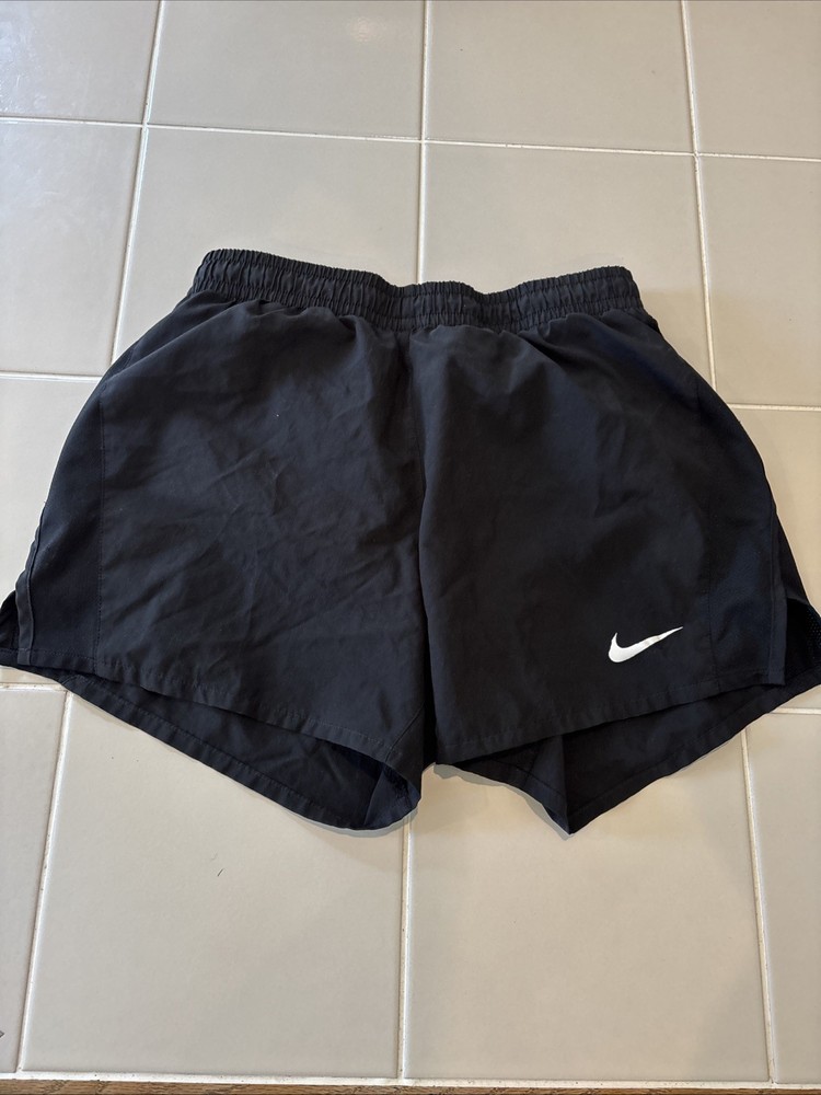 Nike Dri Fit Womens Lined Running Shorts Size M Medium BLACK Drawstring