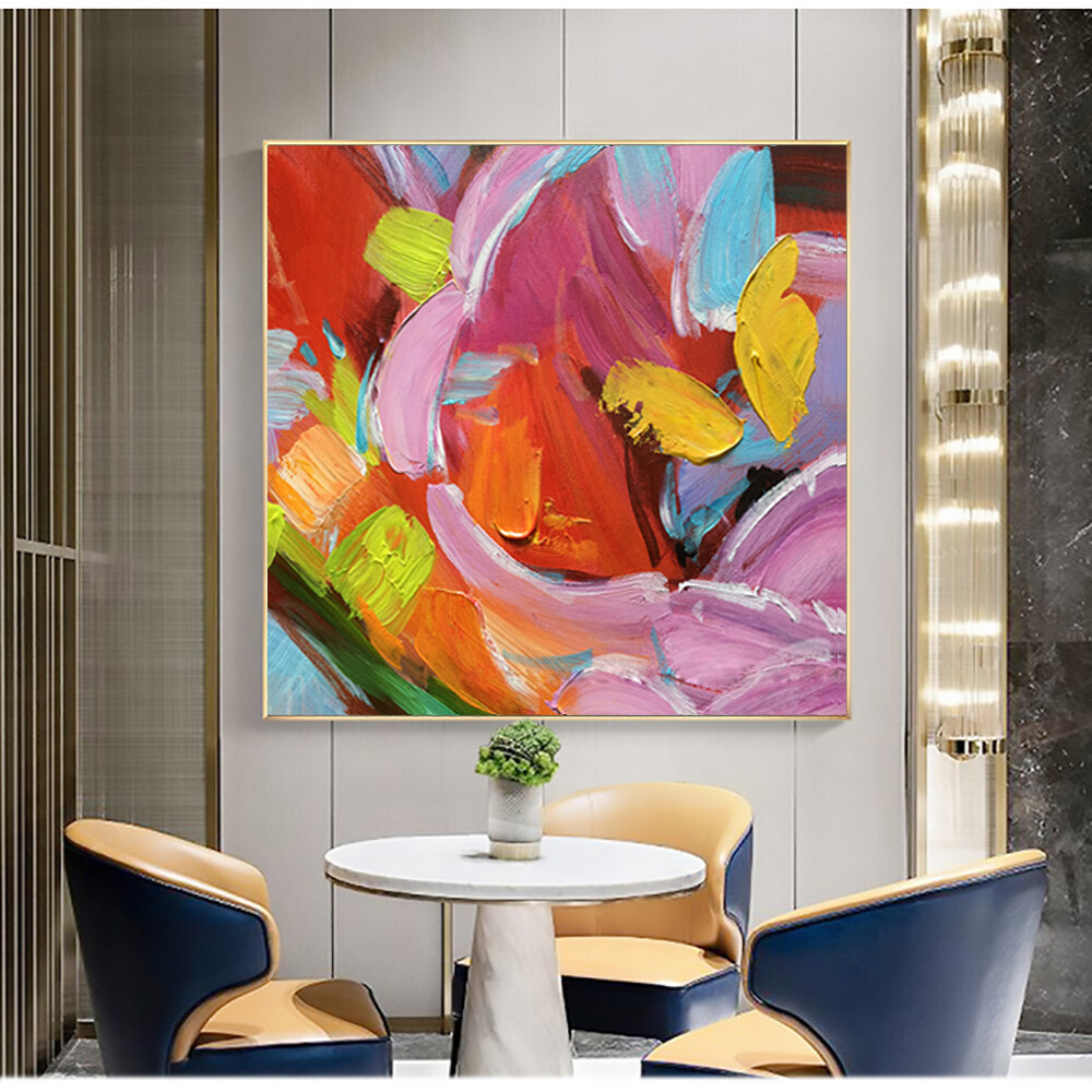 Abstract Colourful Wall Art Thick Oil On Canvas Painting Handmade Home Decor