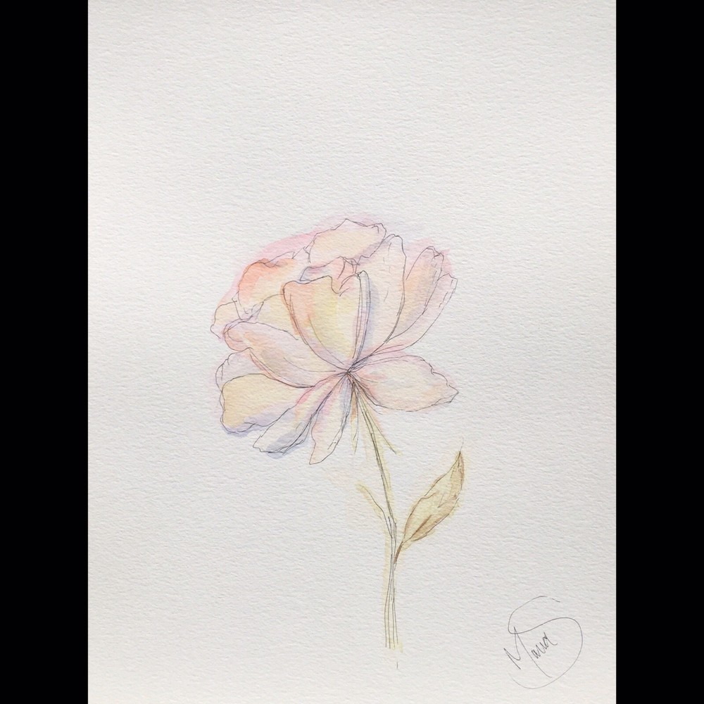 Maria Scalf Flower Floral Decor ORIGINAL PAINTING Watercolor 9x12 Expressionism