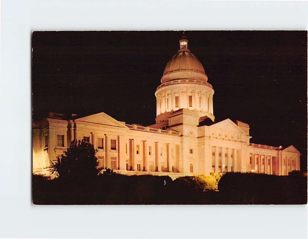 Postcard The Arkansas state Capitol At Night Little Rock Arkansas