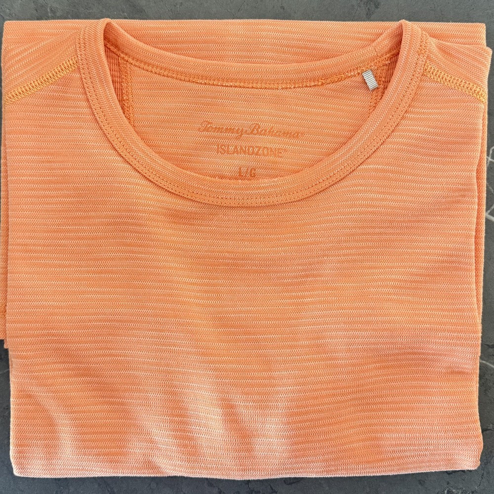 Tommy Bahama Island Zone T-Shirt Mens Large Orange Performance Poly/Tencel Blend