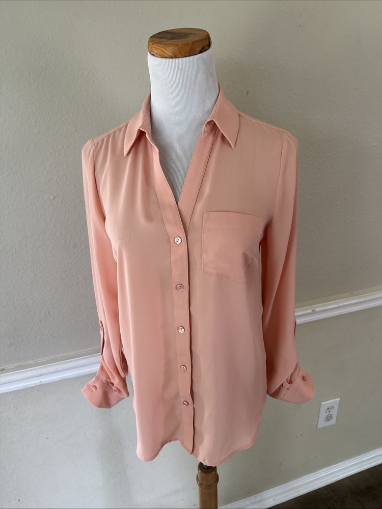 The Limited Ashton Roll Tab Women’s Blouse Size XS Peach