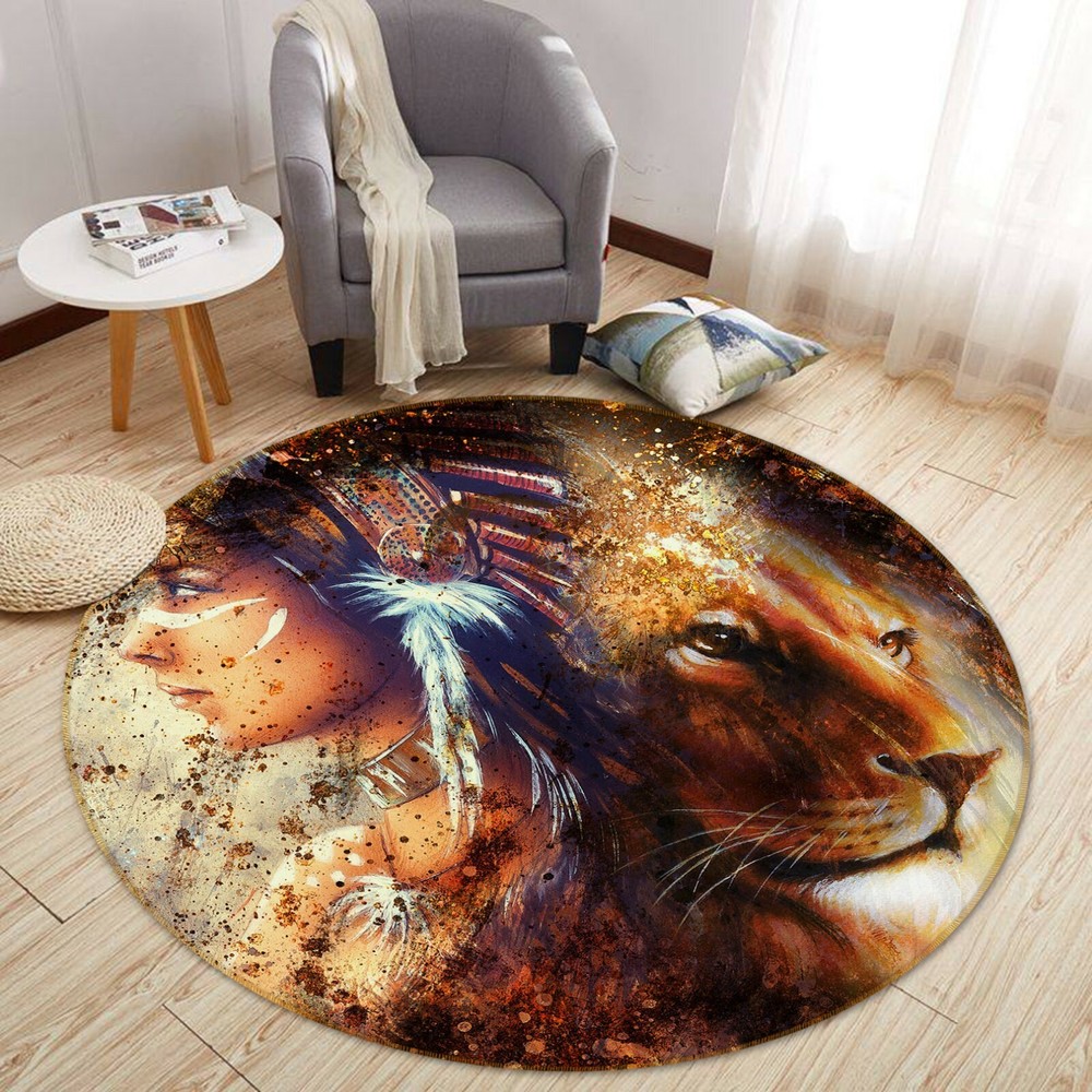 3D Painted Girl Lion O1628 Animal Non Slip Rug Mat Elegant Photo Carpet Fay
