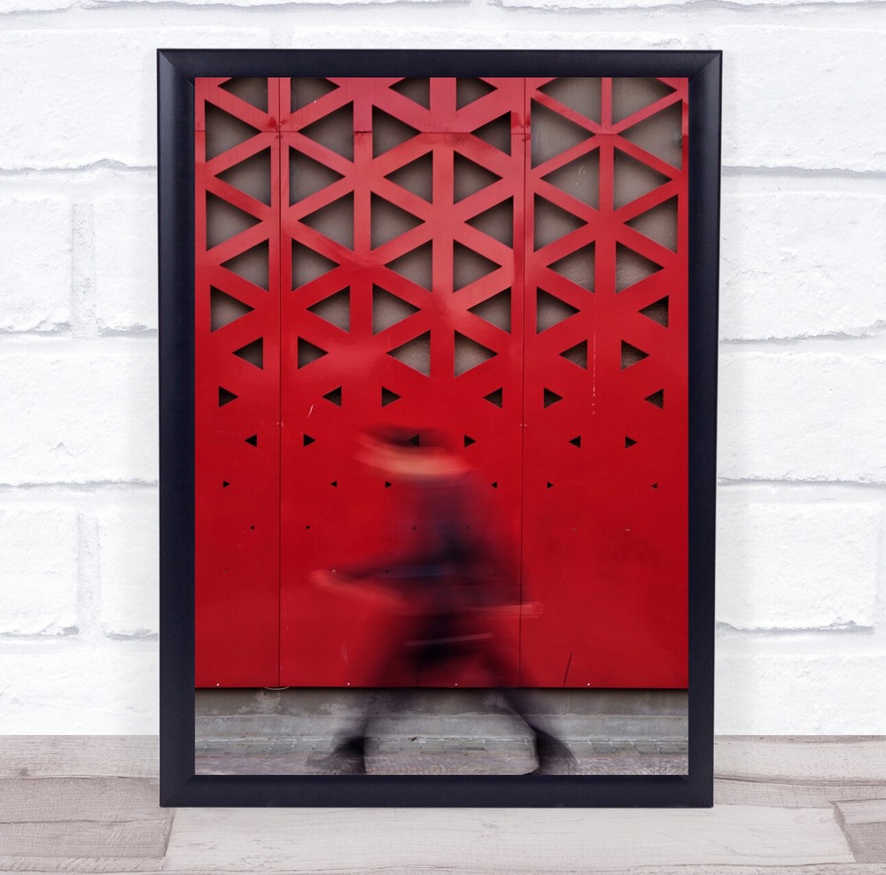 Street Red Ghost Ghosts Walk Walking Sidewalk Man Blur Blurry Wall Art Print
