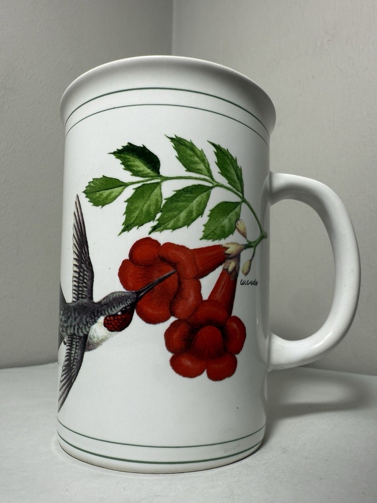 Vintage Otagiri White Hummingbird Ceramic Coffee Tea Mug