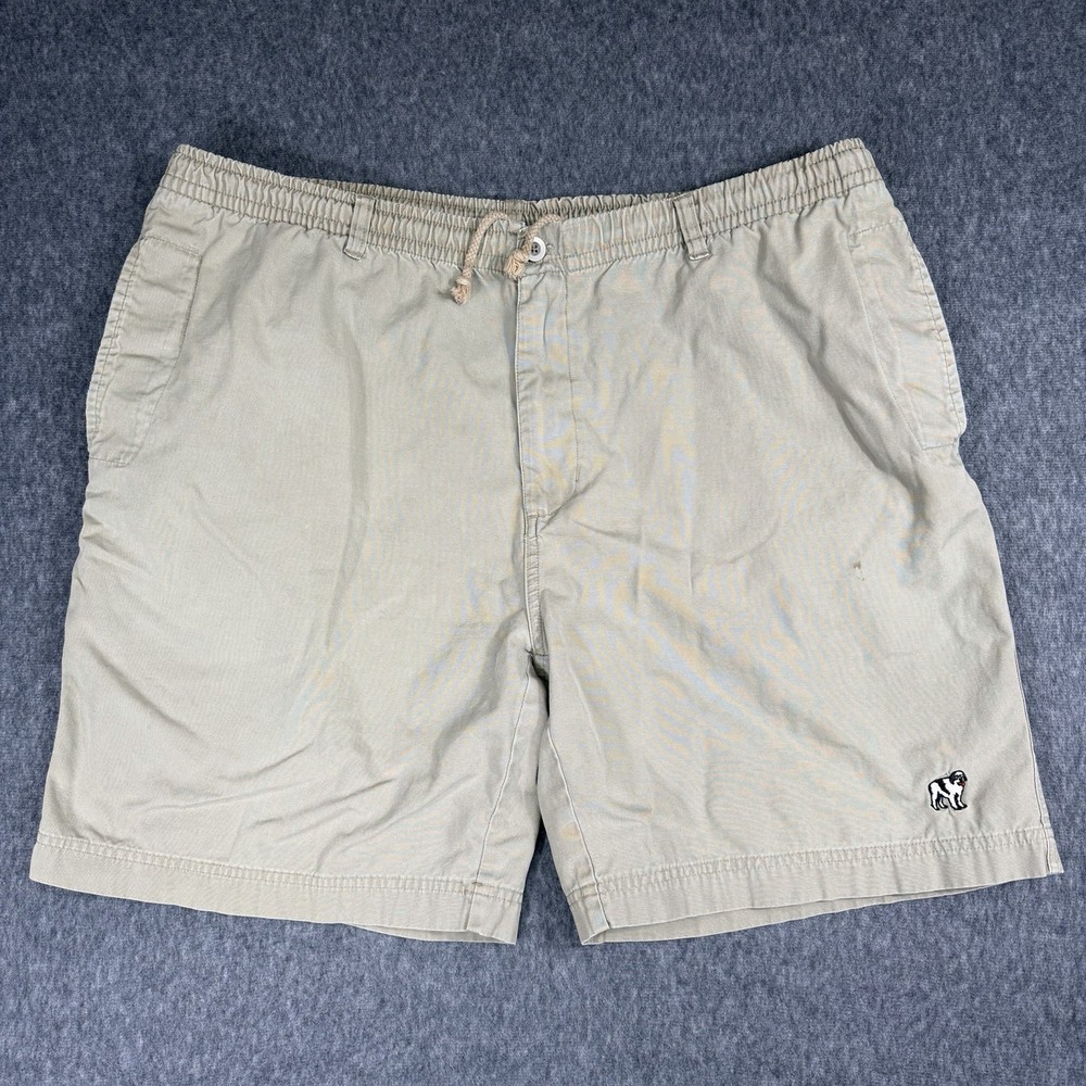 Big Dogs Shorts Men’s L Vintage Beige Cotton Size 40 Y2K Stain