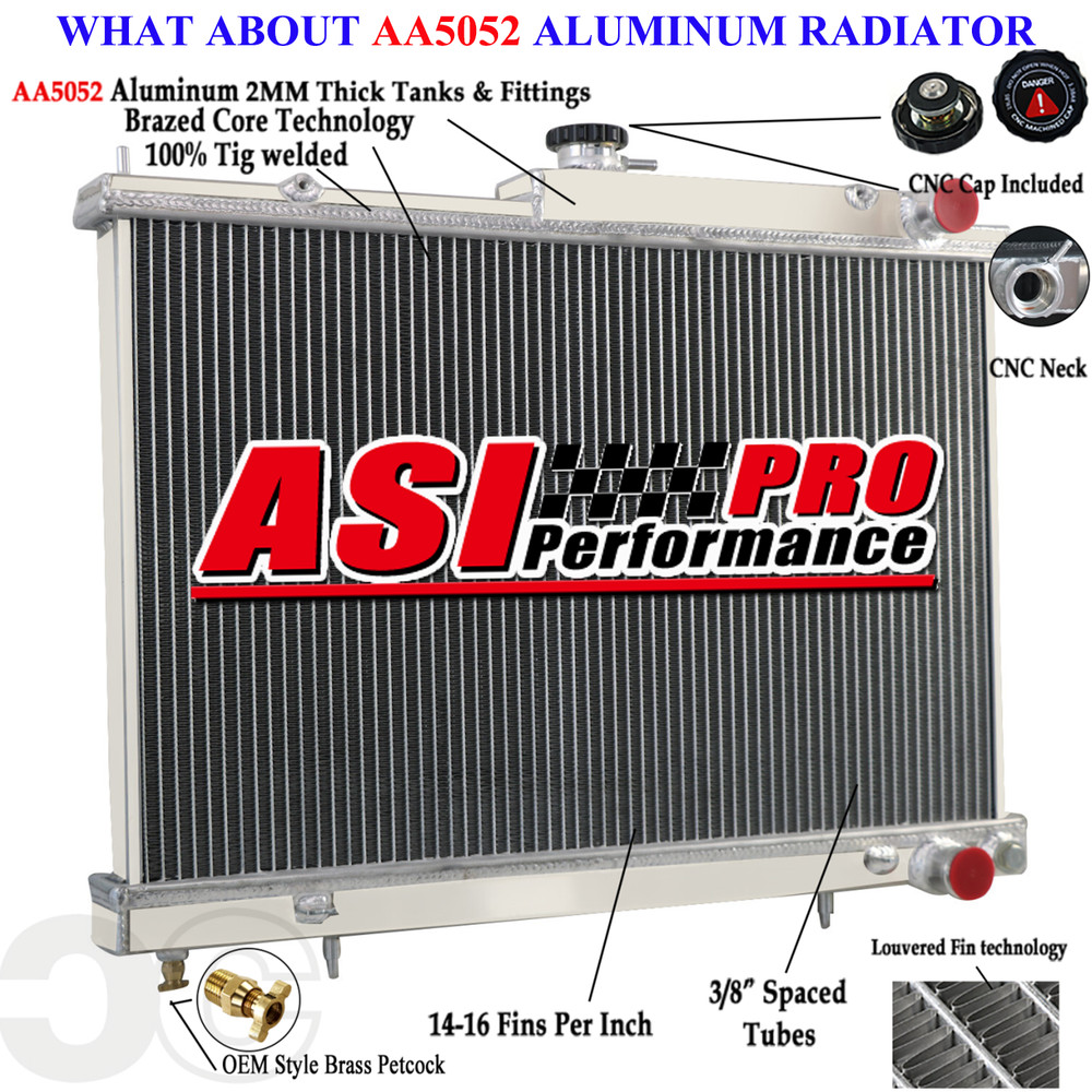 3 ROW ALUMINIUM RADIATOR For 1993-1998 NISSAN SKYLINE R33 R34 RB25DET Petrol MT
