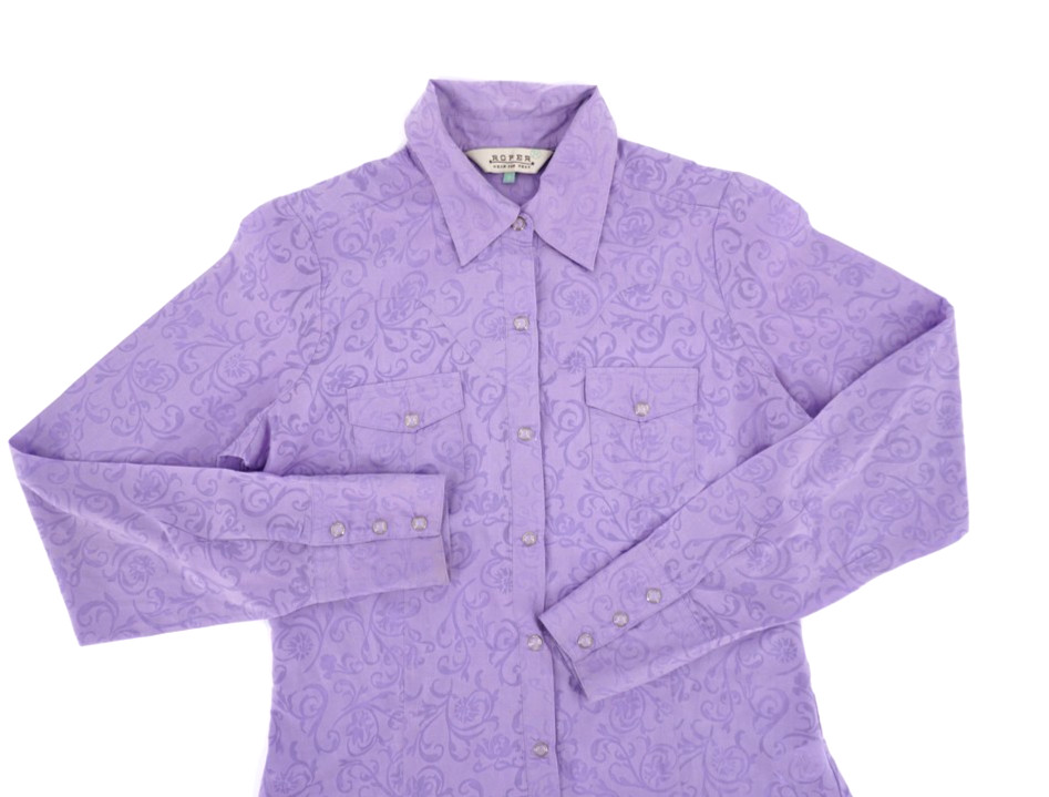 Roper Western Shirt Women's Long Sleeve Pearl Snap Purple Size Small Floral