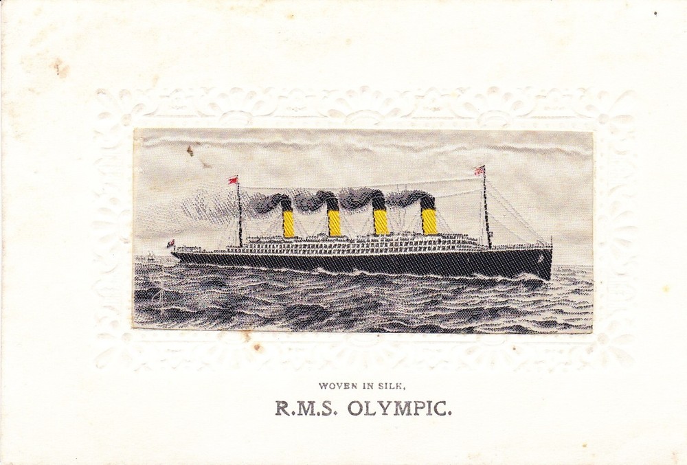 Original White Star Line R.M.S. Olympic silk card used in 1916 + BONUS