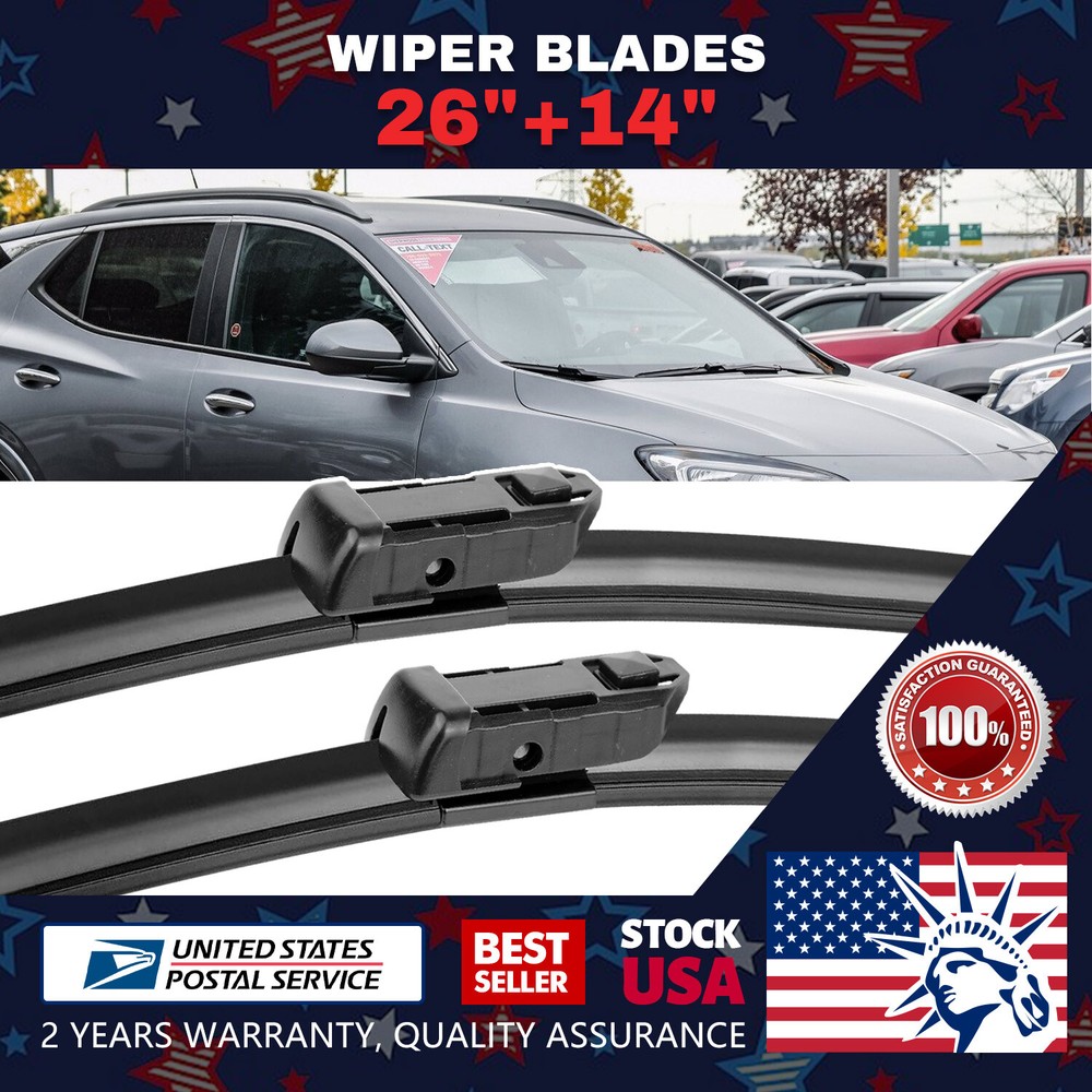 1 Pair 26''+14'' Premium Bracketless Windshield Wiper Blades All Season Premium