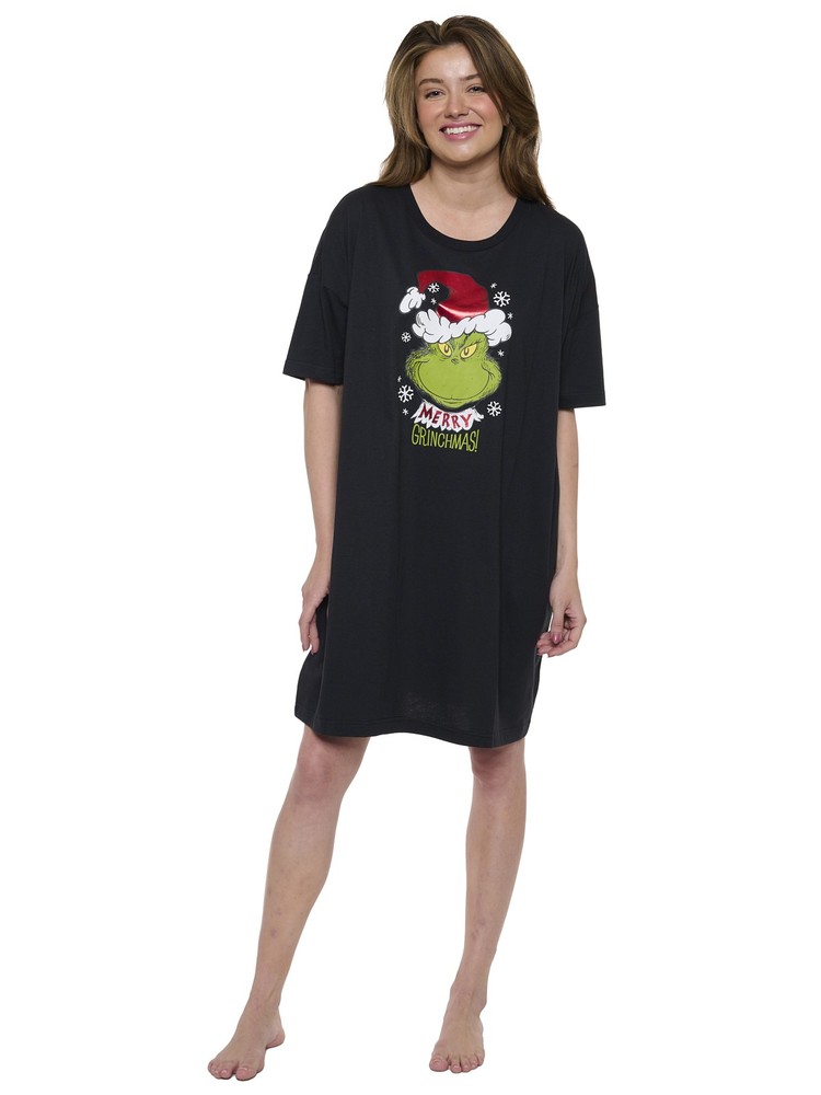 Womens & Womens Plus Size The Grinch Sleep Shirt Merry Grinchmas Nightgown Black