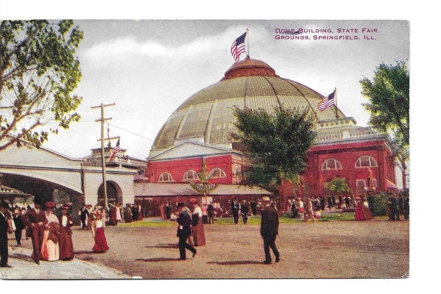 Vintage Postcard Dome Bldg State Fair Grounds Springfield IL PM 1910 003008