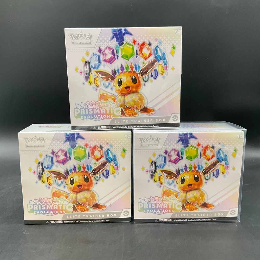 Lot of (3) Pokemon TCG Prismatic Evolutions Elite Trainer Boxes SEALED ETBPROBSTEIN is actively accepting consignments !!