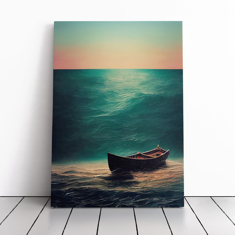 Boat Beneath The Sea Canvas Wall Art Print Framed Picture Home Office Decor