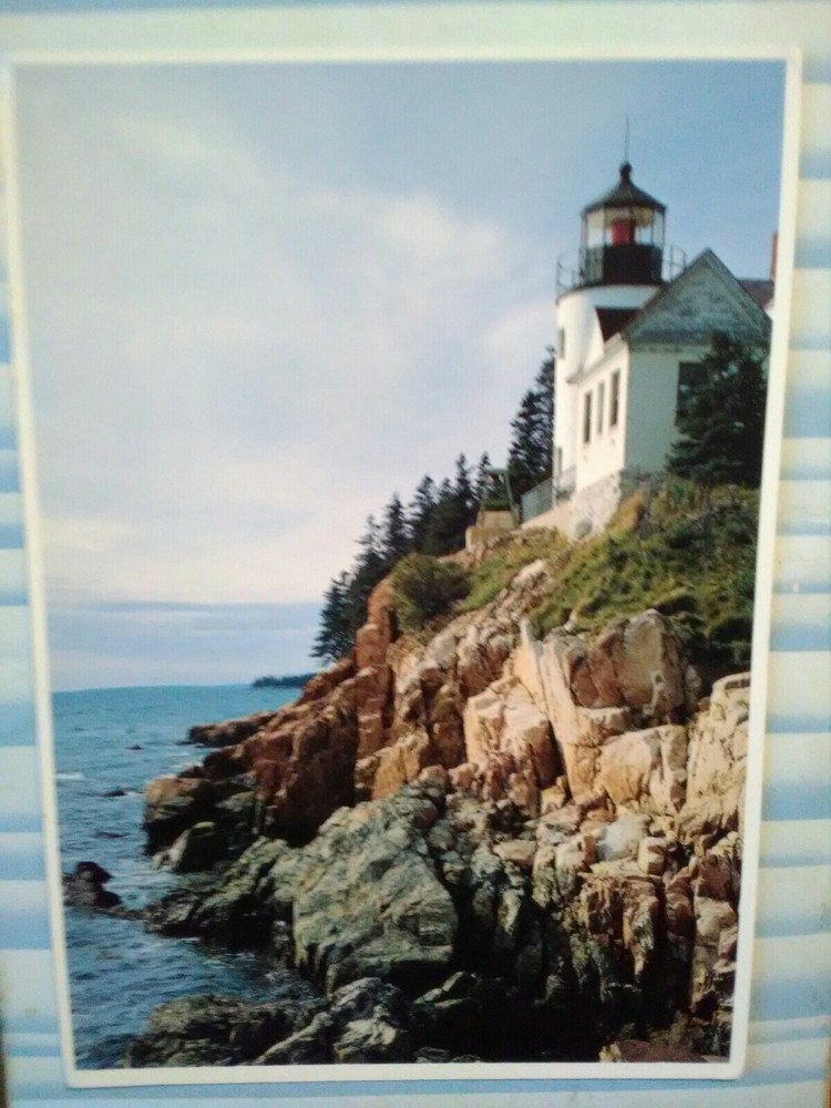POST CARD BASS HARBOR HEAD LIGHTHOUSE ACADIA NATIONAL PARK-image