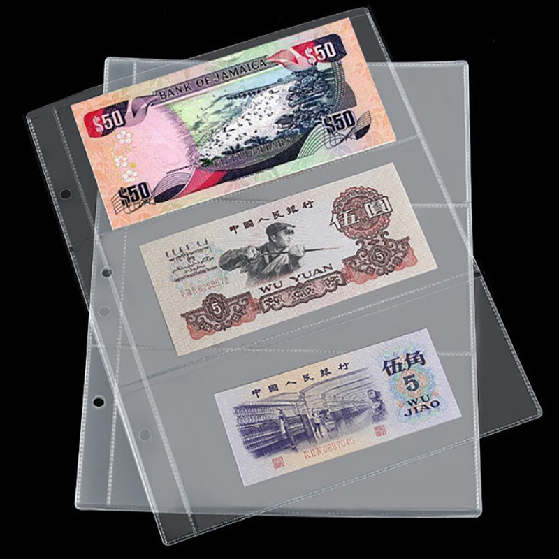 10X Note Pages Album Paper Money 3 Pockets Banknote Holders Storage Sleeves*a5