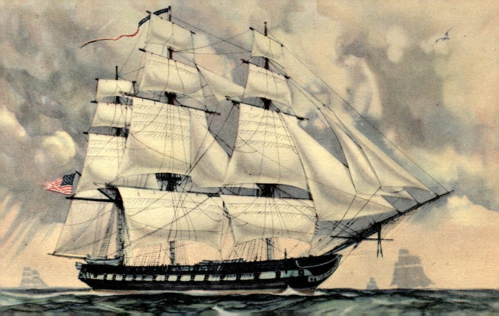C1950 US Frigate Constitution Old Ironsides Boston MA Nautical Postcard