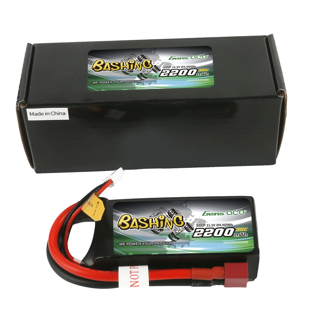 Gens Ace Bashing 2200mAh 11.1V 35C 3S Lipo Battery Pack With Deans T Plug-image