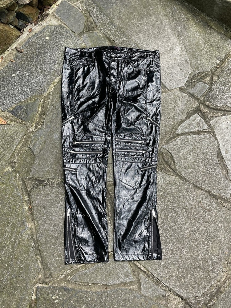 Vintage Y2K Rave Pants Bondage Tripp Style Pleather Shiny Leather Emo Goth Retro