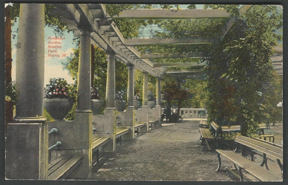 PEORIA ILLINOIS Bradley Park Pompein Garden 1915 Divided Back Postcard