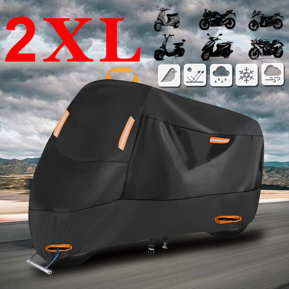 Waterproof Heavy Duty 2XL Motorcycle Cover for Winter Outside Storage Snow Rain