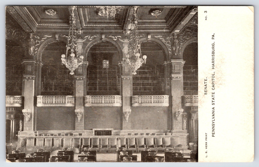 Harrisburg Pa Pennsylvania State Capitol Senate Chamber Vintage Postcard Picture