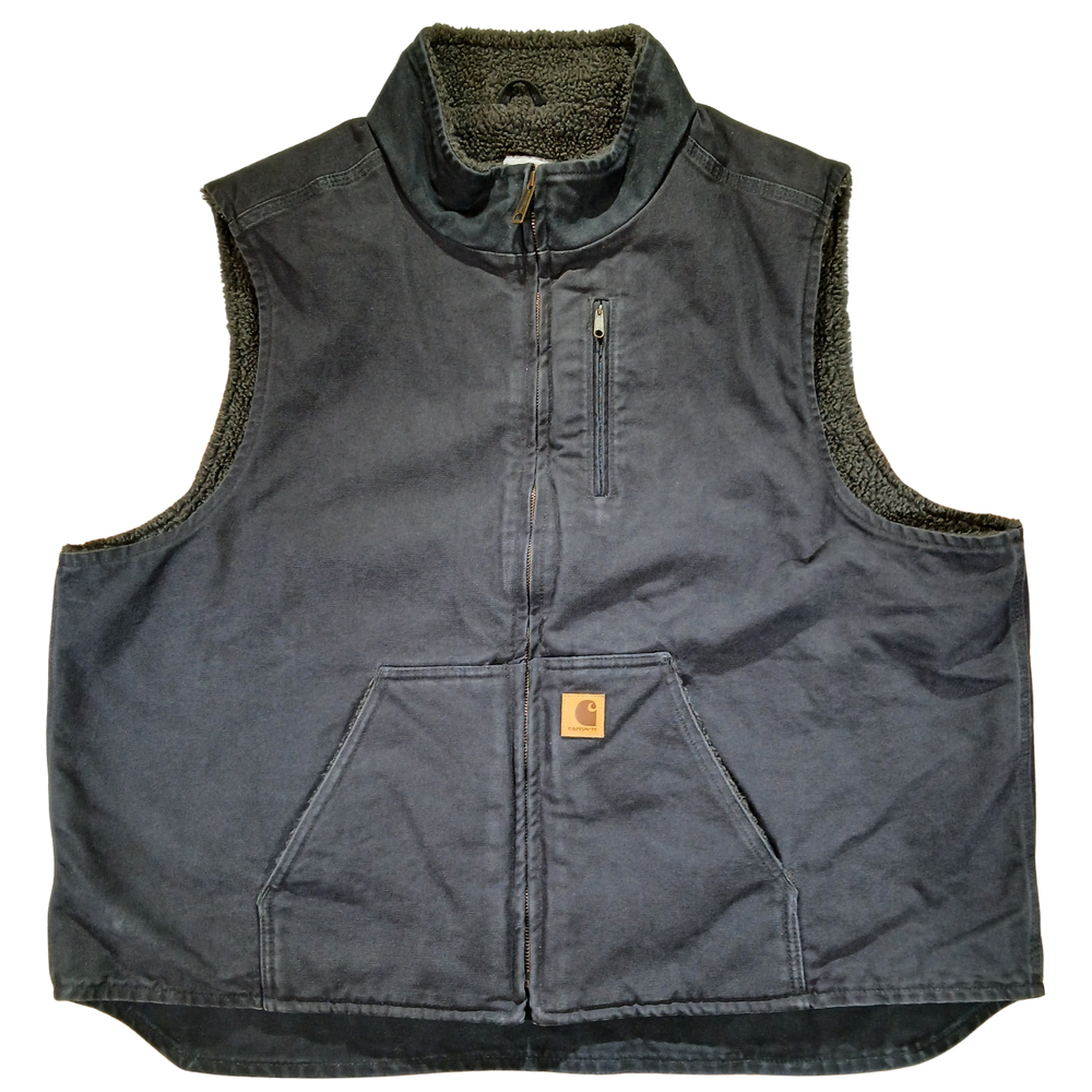 Vintage Carhartt V33 Sherpa Lined Canvas Black Work Vest Size 3XL