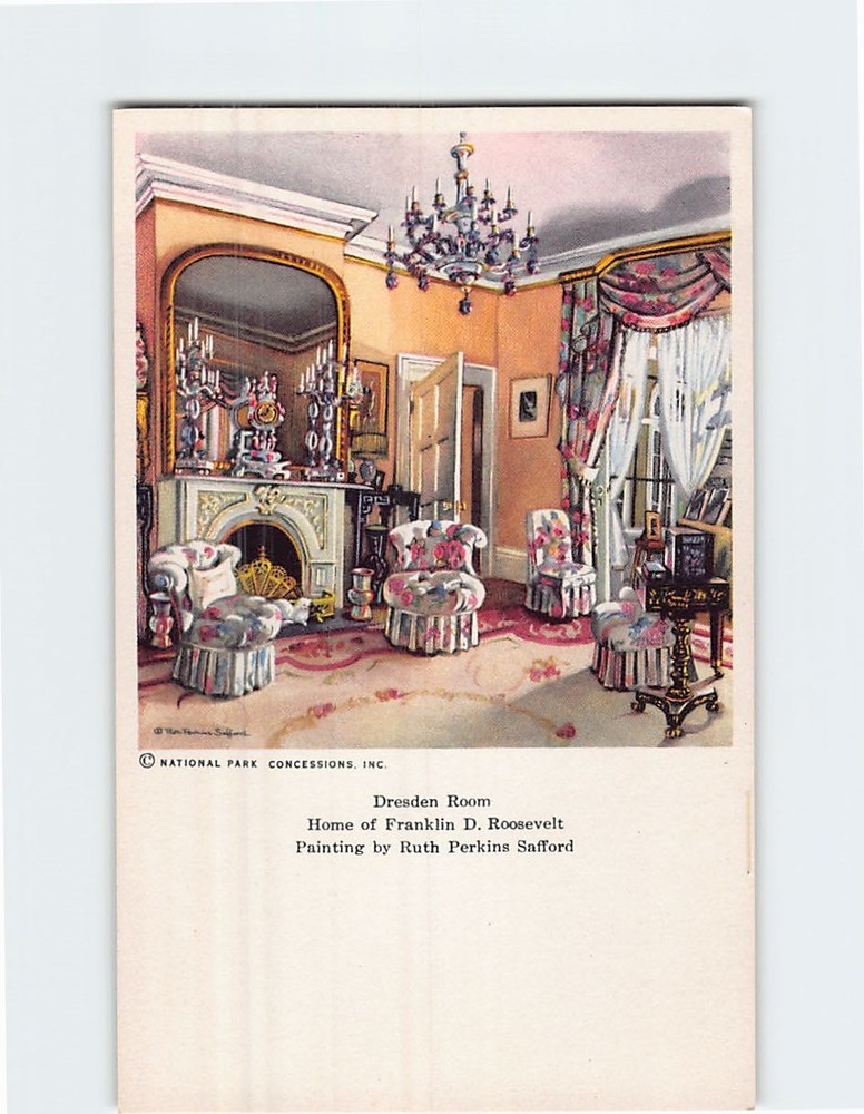 Postcard Dresden Room Home of Franklin D. Roosevelt Painting by Ruth P. Safford