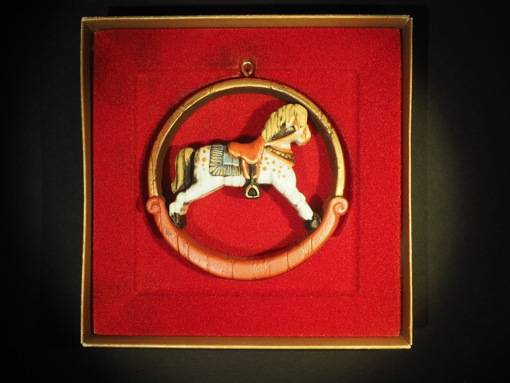 1975 Nostalgia Rocking Horse Hallmark Tree Trimmer Ornament WITH BOX