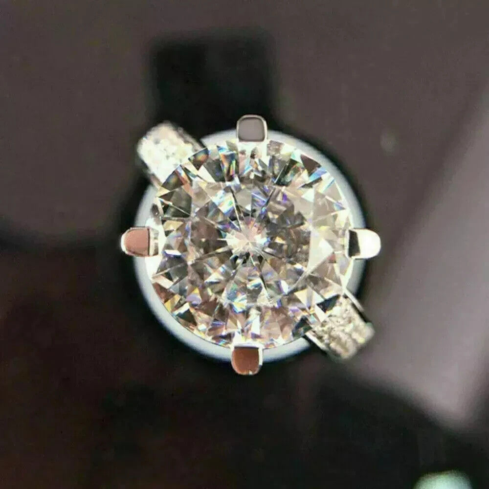 14k White Gold Plated 2.00Ct Round Cut Natural Moissanite Women Wedding Ring