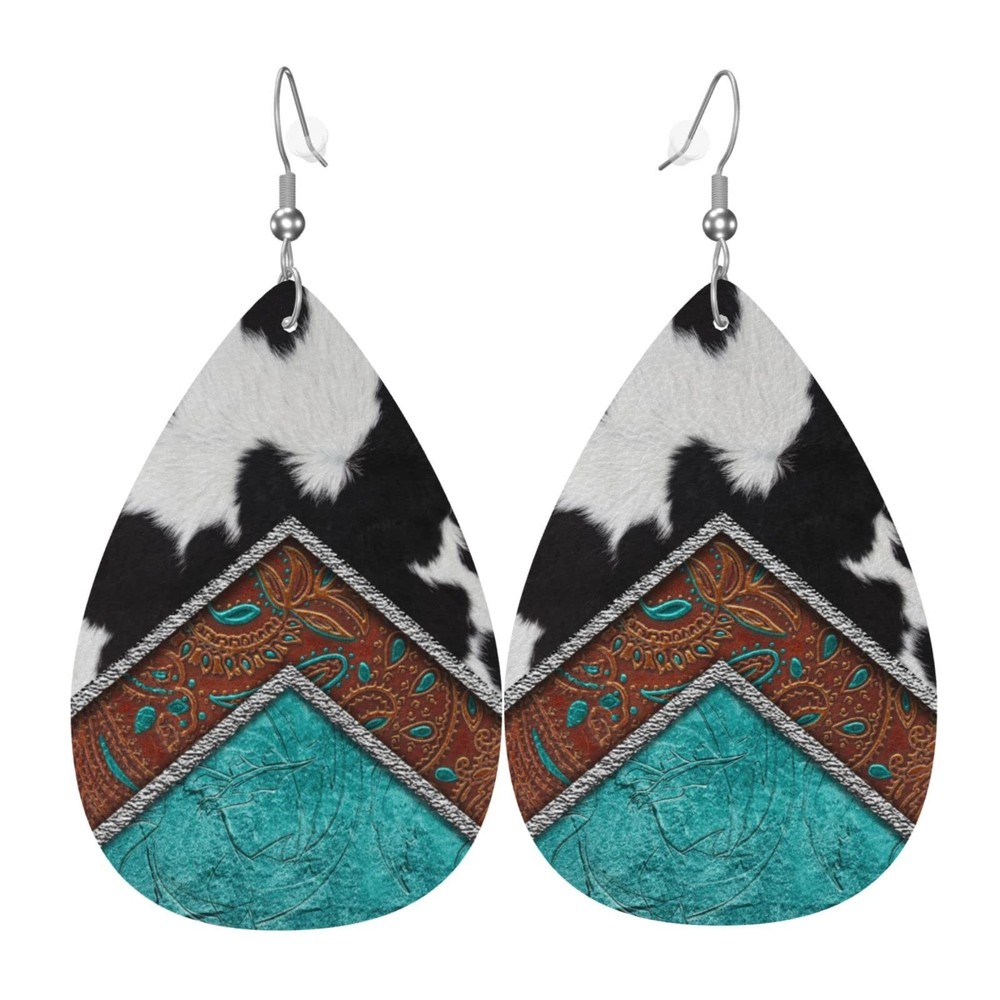 Faux Leather Teardrop Dangle Earrings for Women Stylish Gift