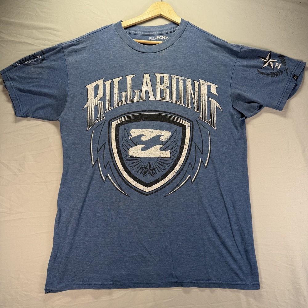 Billabong Shirt Mens Large Blue Short Sleeve Retro Y2K Surf Skate Graphic Tee