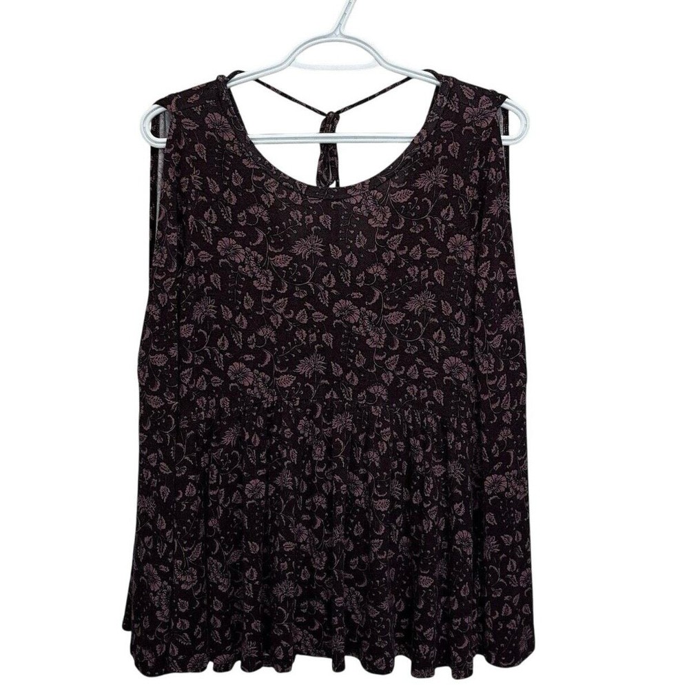 Soft & Sexy American Eagle | Cold Shoulder Bell Flare Sleeve Top Open Back Purpl