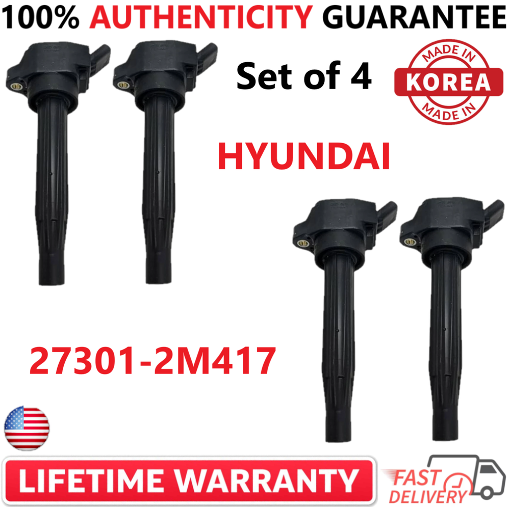 Genuine Hyundai Ignition Coil Set of 4 for 2020-2024 1.6L I4 Engine 27301-2M417