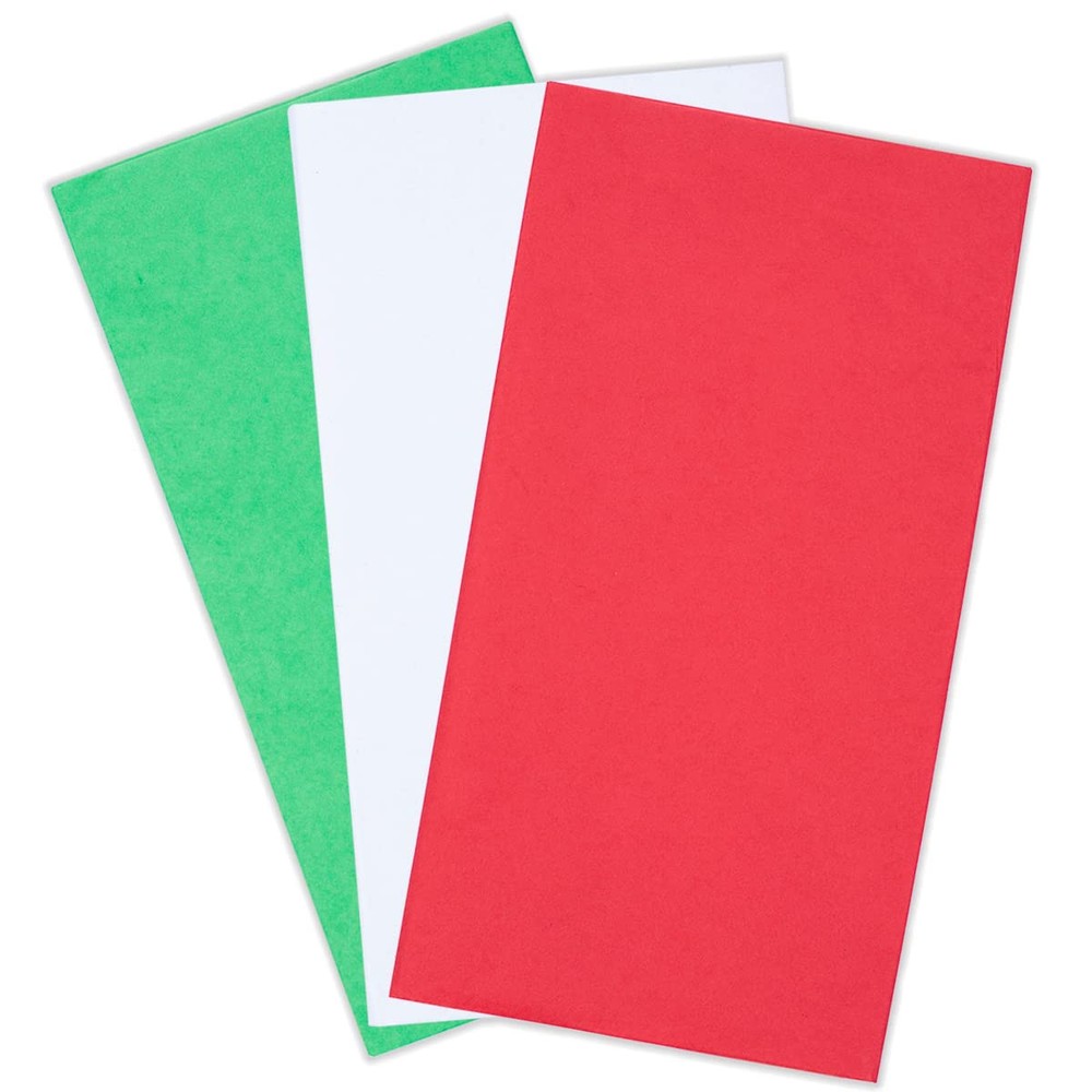 Tissue Paper for Gift Bags and Gift Wrapping, 90 Sheets White Red Green Tissu...