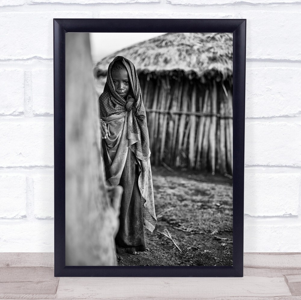 Feeling Like Such A Mess Girl Kid Child Robe Young Africa Hut Wall Art Print