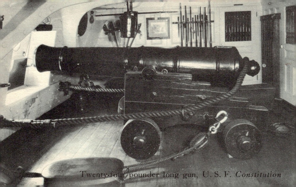1950s USS Constitution Old Ironsides Boston MA 24 Pounder Gun Cannon Postcard
