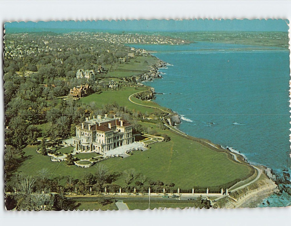 Postcard Aerial View Cliff Walk & The Breakers Newport Rhode Island USA