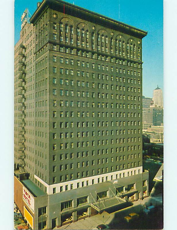 Unused 1950's OLD CARS & YMCA HOTEL Chicago Illinois IL q6063