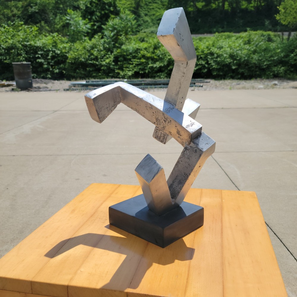 Mid Century Modern Abstract Cast Aluminum Sculpture by James Myford 16 Inches Tall-image