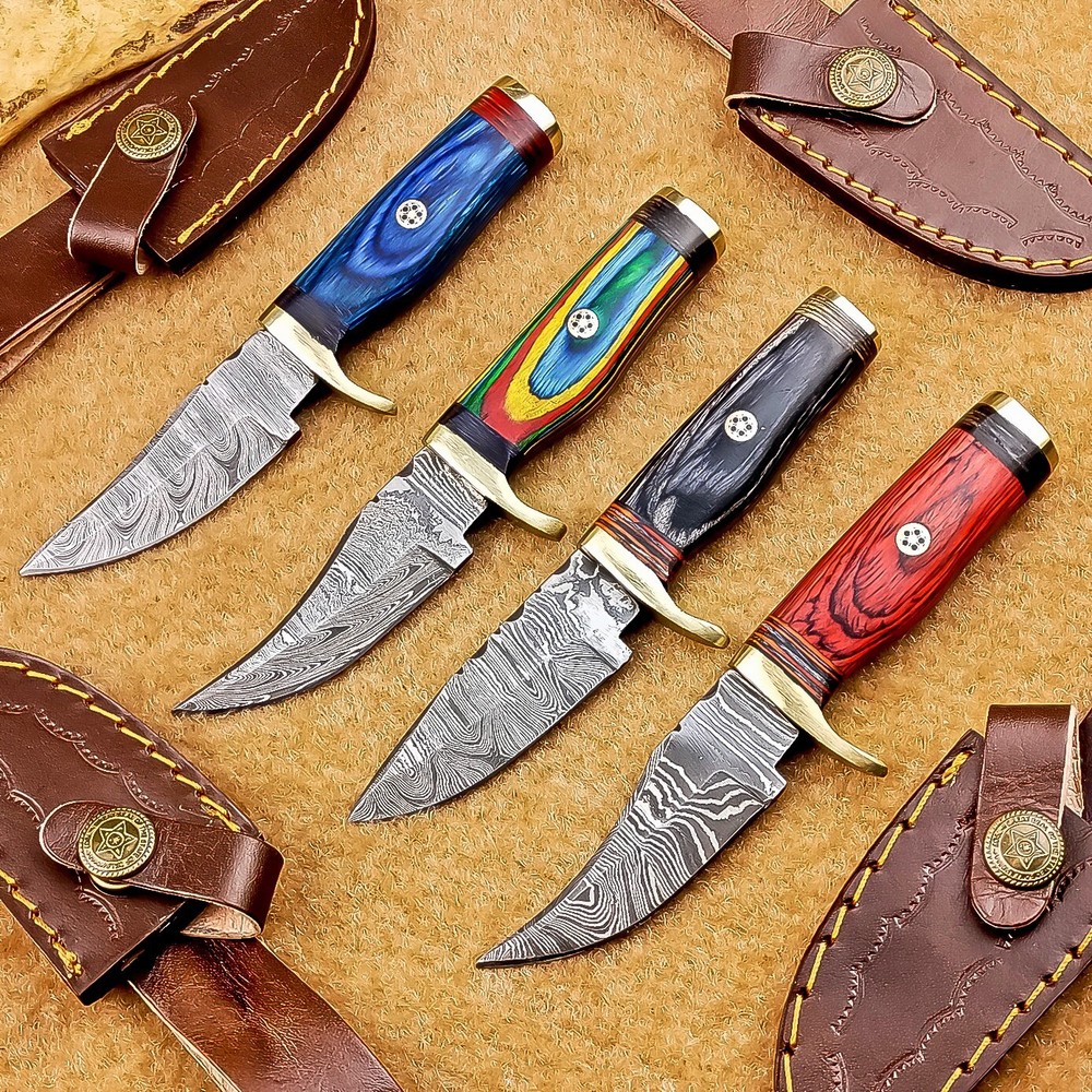 4 Pcs Damascus Blade Skinner Knives Set | 6