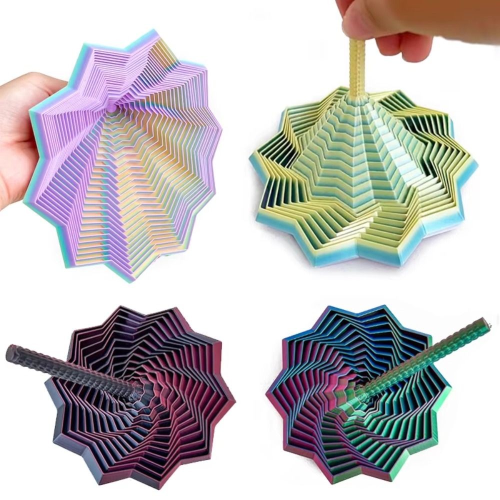 3D Printing Expanded Sensory Fidget Star Model Visual Whirling Spiral Ornaments
