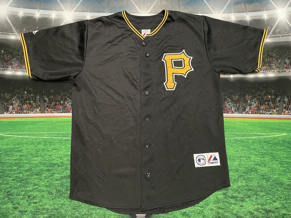 Pittsburgh Pirates Black Baseball Majestic Jersey Men’s Sz Large Preowned