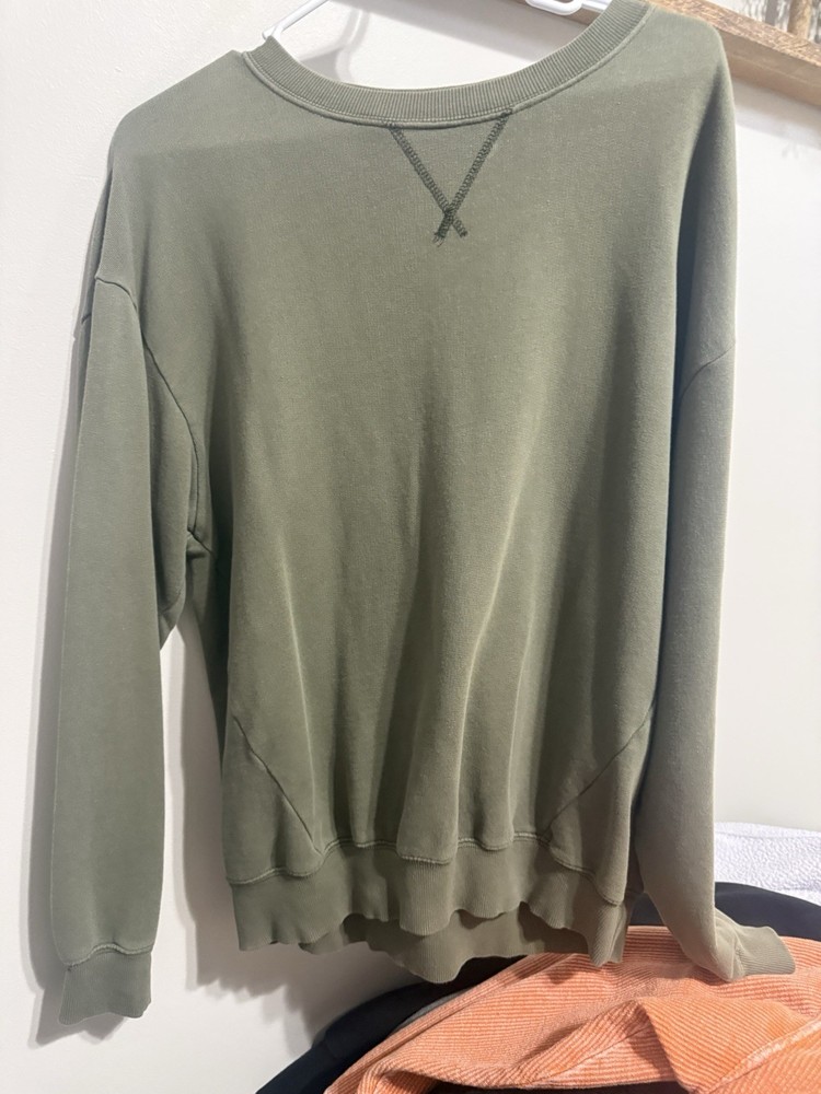OFFLINE by Aerie Olive Green Pullover Sweatshirt XS Crew Neck Long Sleeve