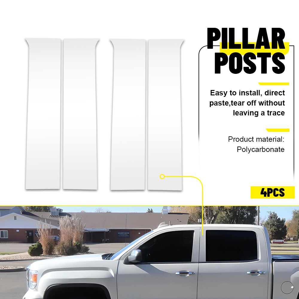 For 2014-2018 Chevy Silverado GMC Sierra Pillar Post Door Trim Cover Kit Chrome
