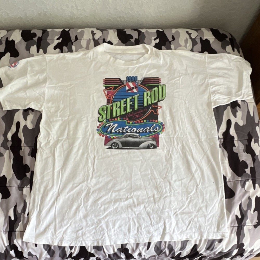 VINTAGE 1996 NSRA Street Rod Nationals Shirt Mens XL White Cars Short Sleeve Tee