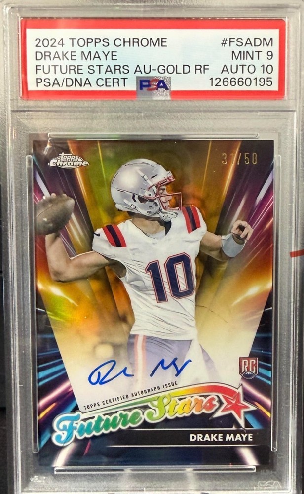 DRAKE MAYE TOPPS CHROME FUTURE STARS AUTO GOLD REFRACTOR /50 OCA PSA 9/10