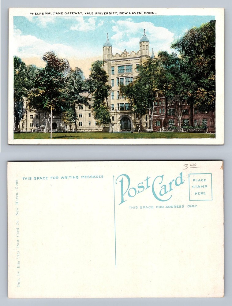 New Haven, CT-Connecticut, Phelps Hall Yale Univ. Gateway View Vintage Postcard