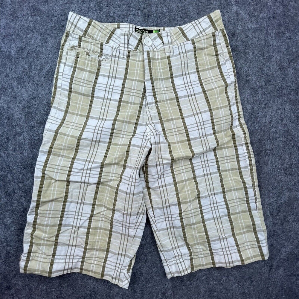 Vintage Anchor Blue Shorts Mens 28 Plaid Long Bermuda Y2K Skater Chino