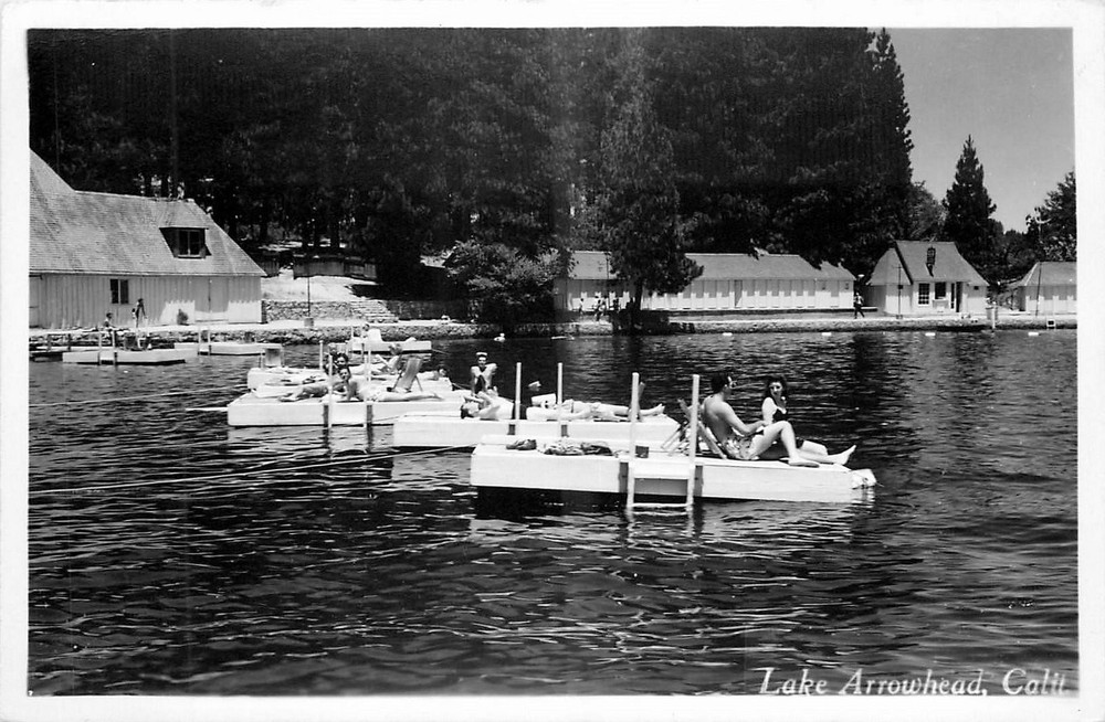 1940s Lake Arrowhead California  People enjoying water RPPC Postcard 26-2166